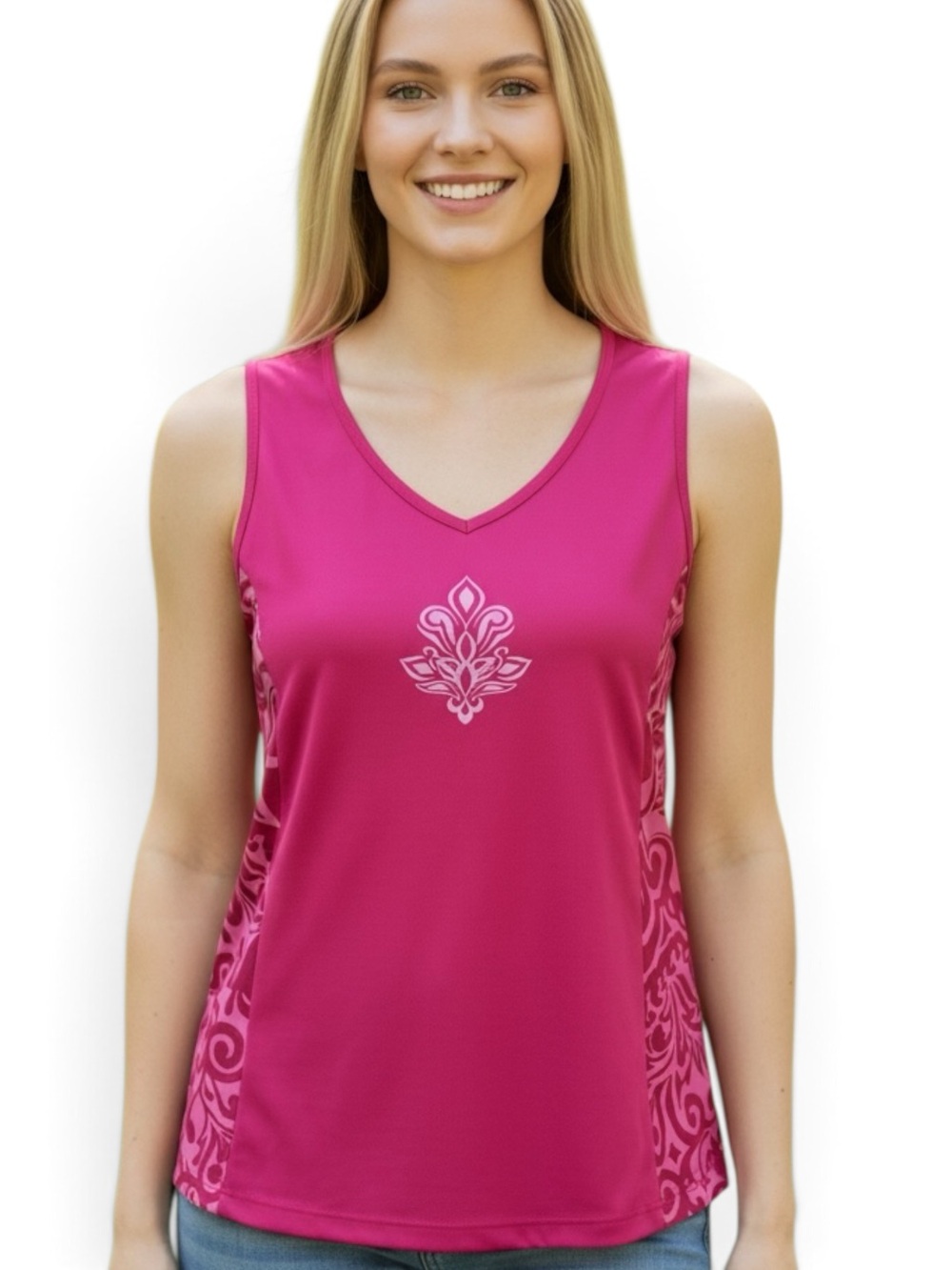 💥2/$24 or 3/$30💥 Made for Life hot pink, raspberry colored vneck tank top. Sz. M